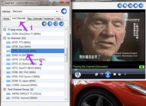 Tab Live Channels của SopCast